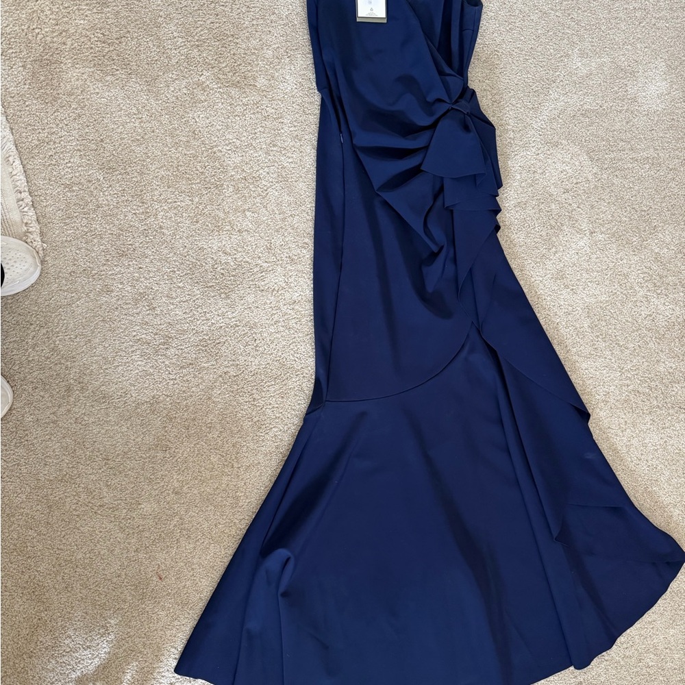NEW Chiara Boni Blue Maxi Dress 
Maco Ruffled Sleeveles Gown 
Never worn Tags